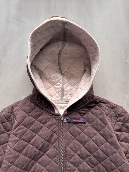 VINTAGE TIMBERLAND QUILTED BROWN ZIP UP HOODIE - S