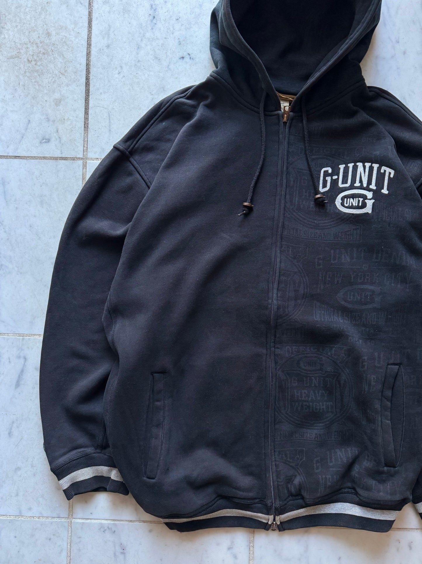 G-UNIT BLACK ZIP UP HOODIE - XLARGE