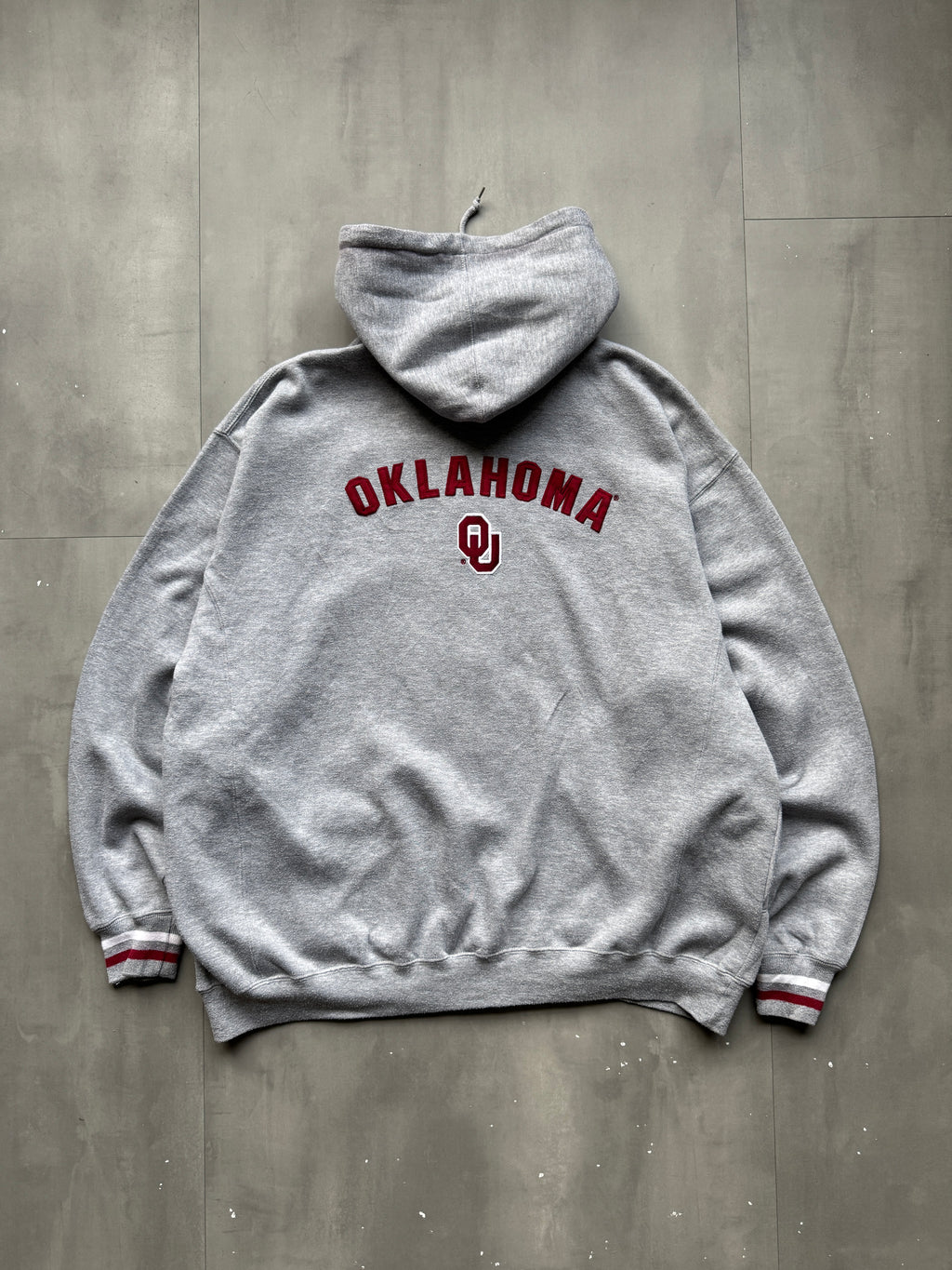 VINTAGE LEE OKLAHOMA SOONERS GREY ZIP UP HOODIE - XL
