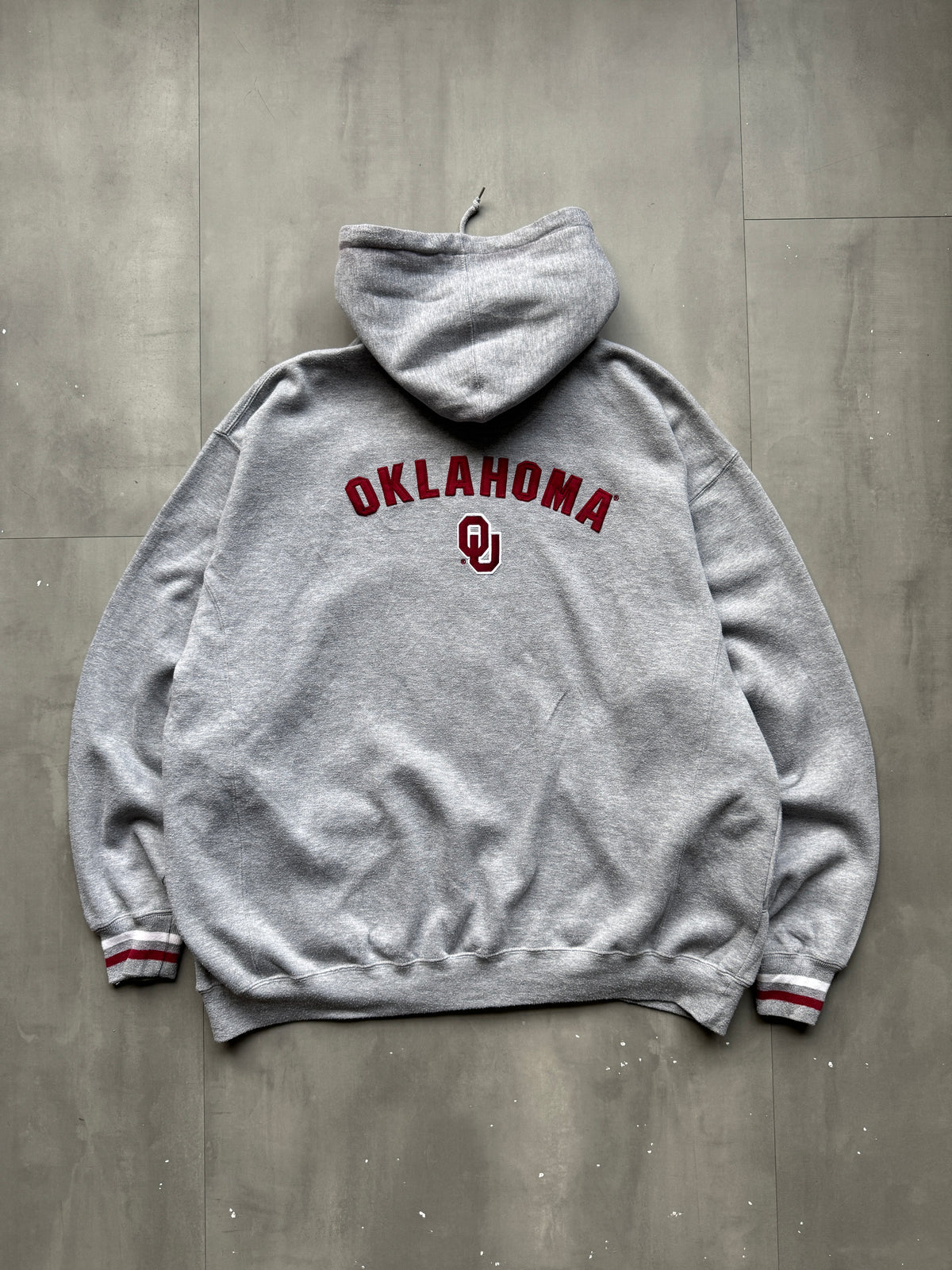 VINTAGE LEE OKLAHOMA SOONERS GREY ZIP UP HOODIE - XL