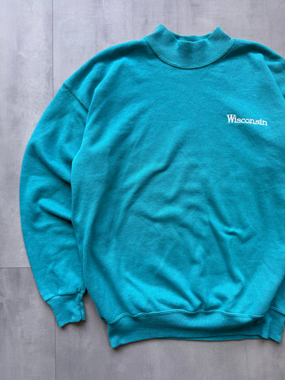 VINTAGE LEE WISCONSIN TEAL SWEATER - LARGE