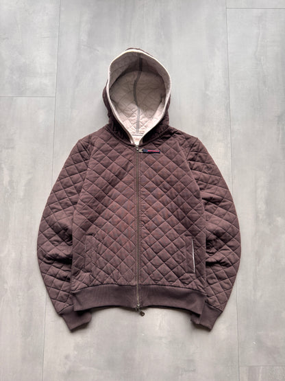 VINTAGE TIMBERLAND QUILTED BROWN ZIP UP HOODIE - S