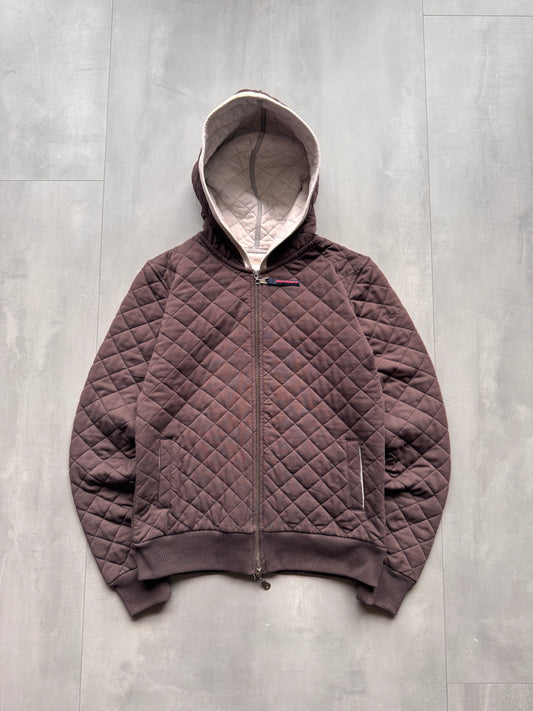 VINTAGE TIMBERLAND QUILTED BROWN ZIP UP HOODIE - S