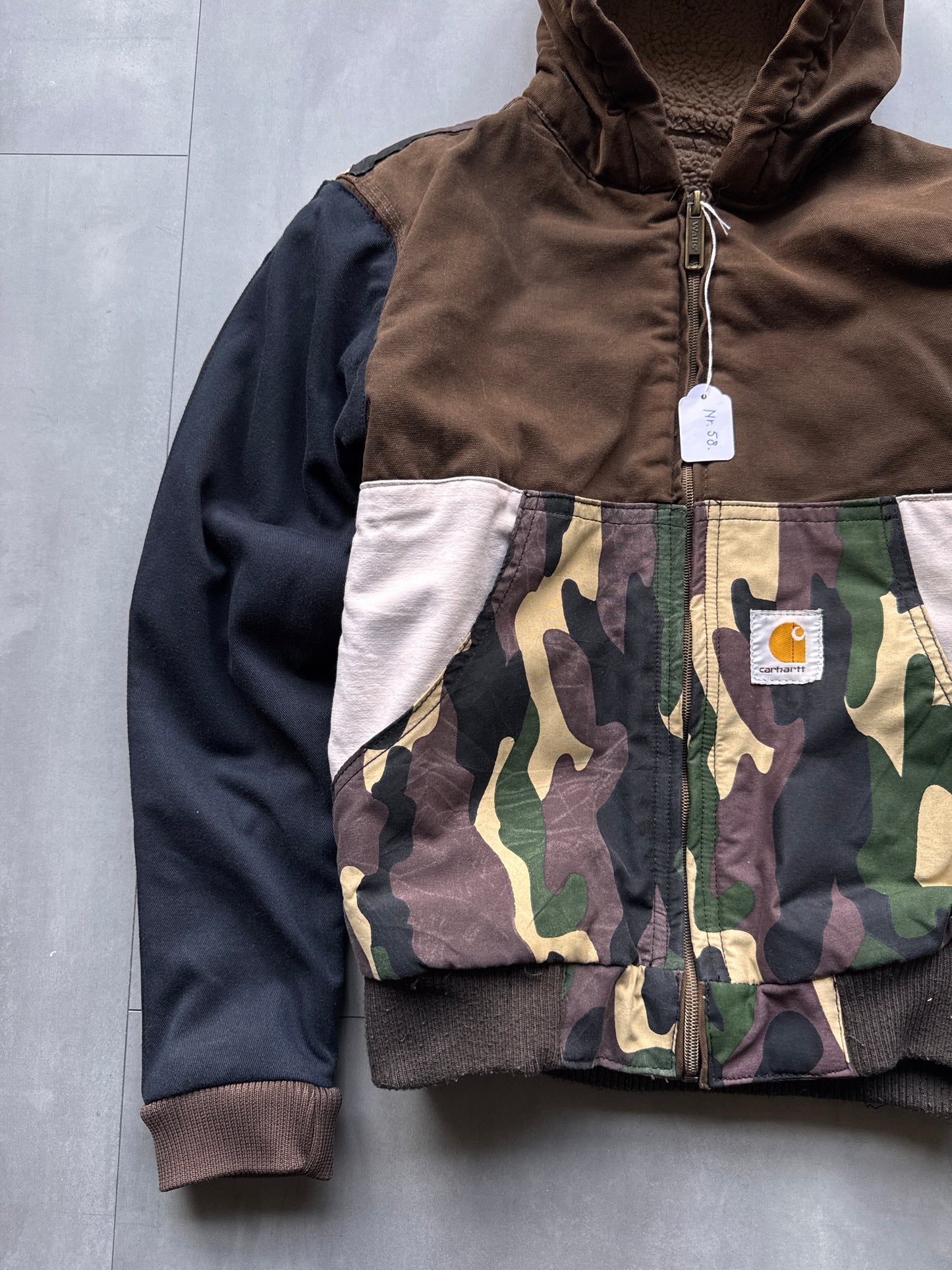 VINTAGE CARHARTT REWORKED CAMO PATTERN ACTIVE JACKET - XS