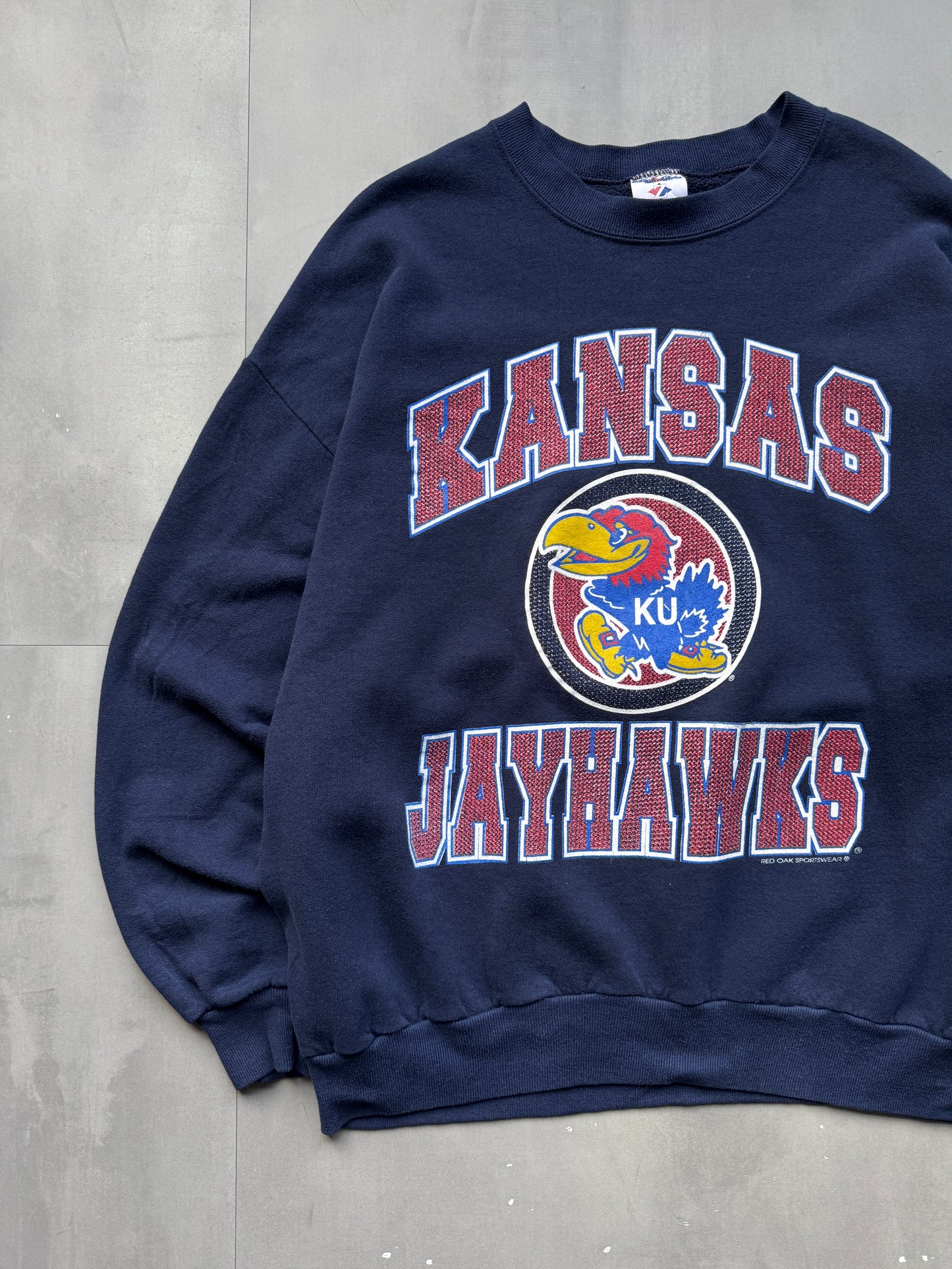 VINTAGE KANSAS JAYHAWKS NAVY SWEATER - L