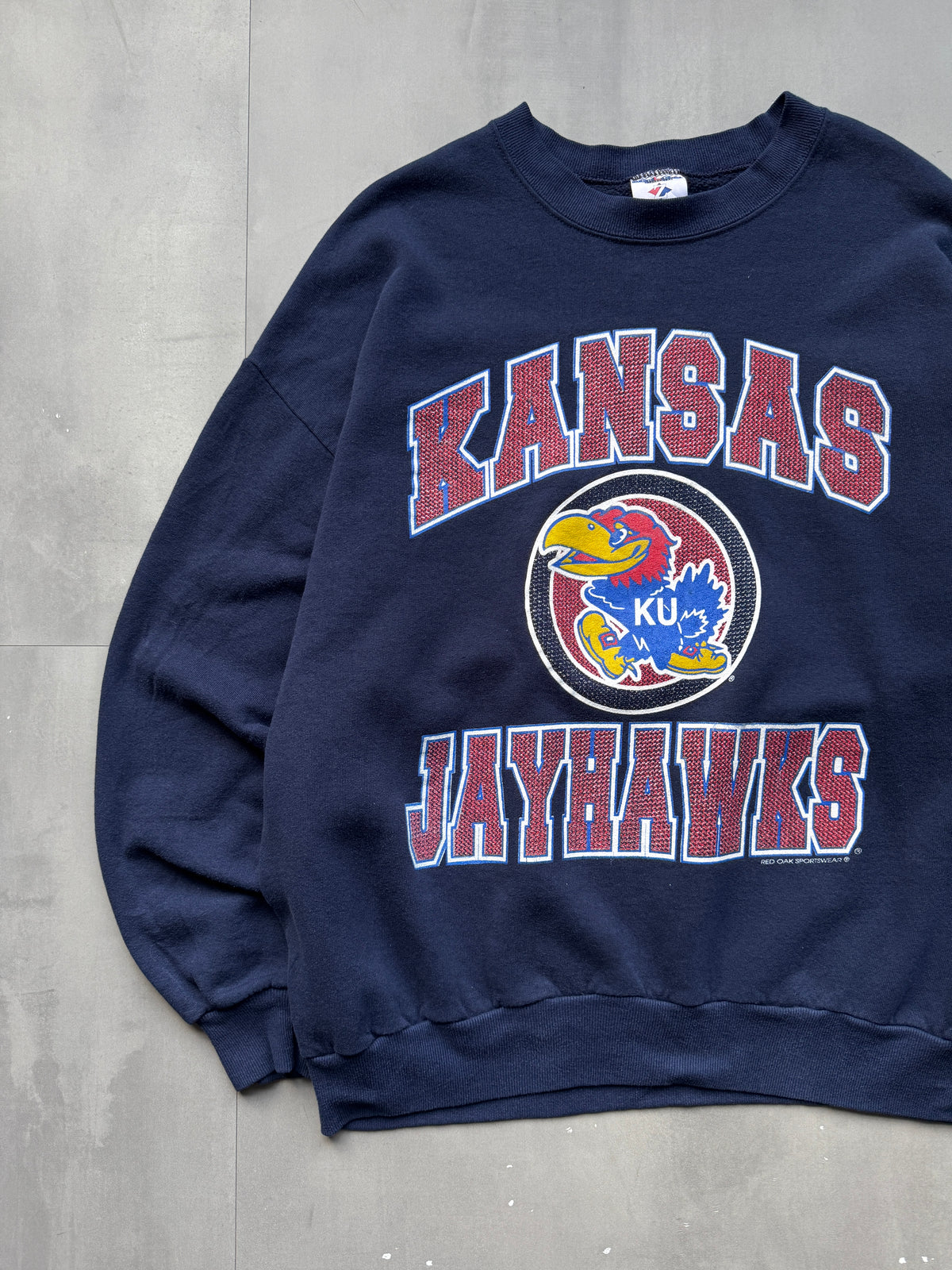 VINTAGE KANSAS JAYHAWKS NAVY SWEATER - L