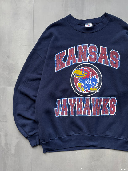 VINTAGE KANSAS JAYHAWKS NAVY SWEATER - L