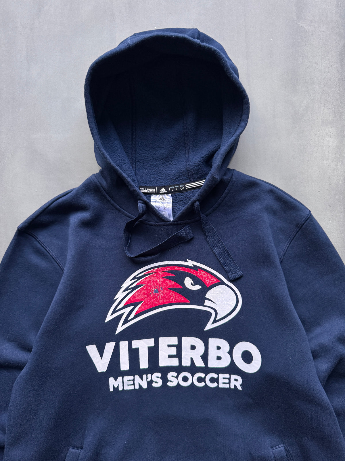 VINTAGE ADIDAS VITERBO SOCCER NAVY HOODIE - L