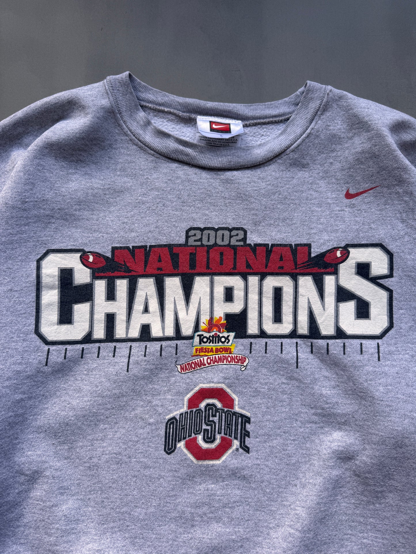 VINTAGE NIKE OHIO STATE 2002 CHAMPIONS GREY SWEATER - L
