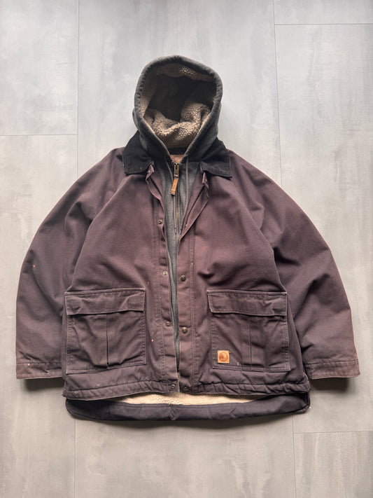 VINTAGE BERNE SHERPA LINED BROWN JACKET - XL