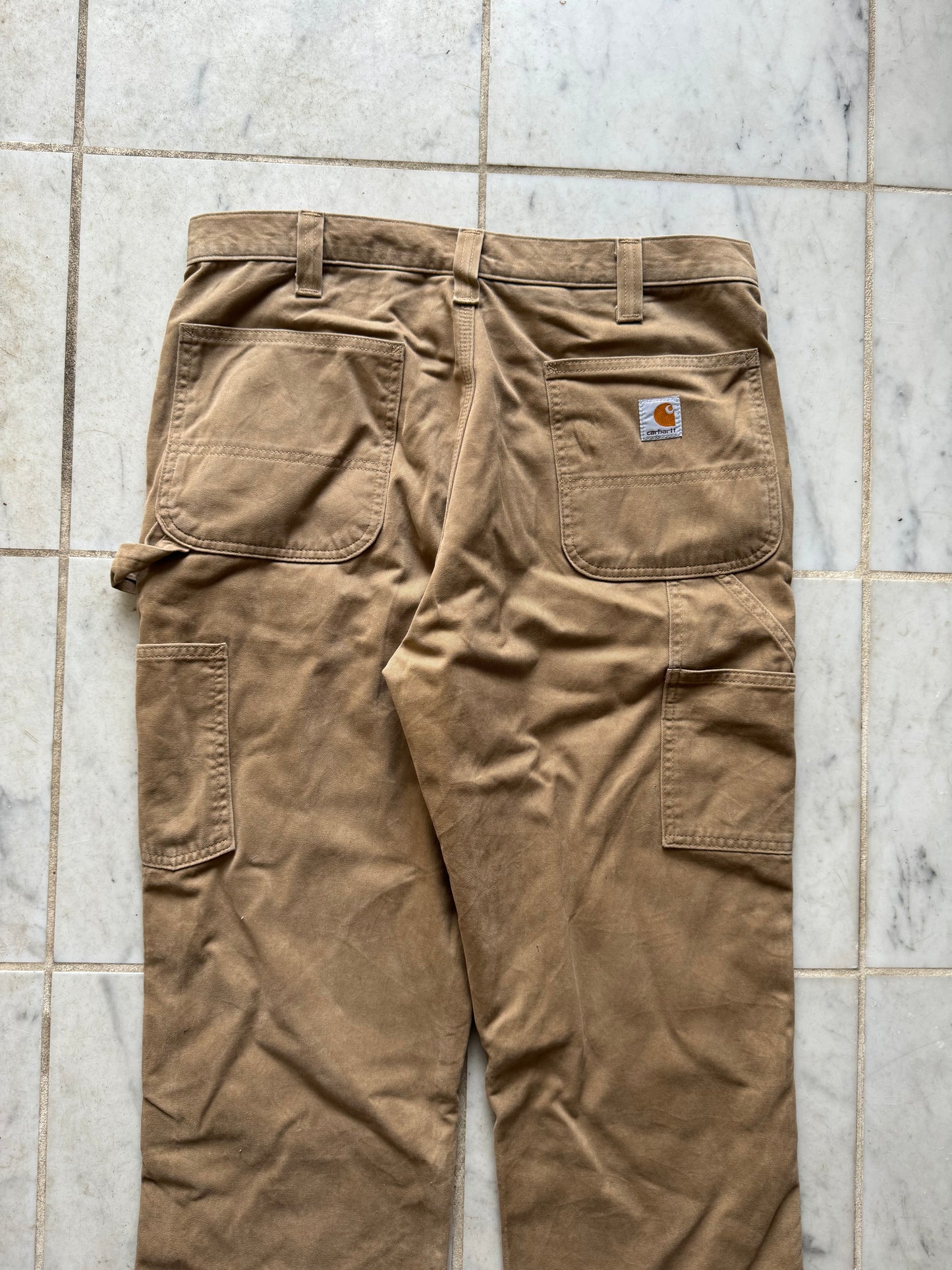 CARHARTT TAN LINED WORK PANTS - 34x36