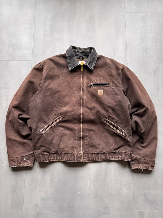 VINTAGE CARHARTT BROWN DETROIT JACKET - L