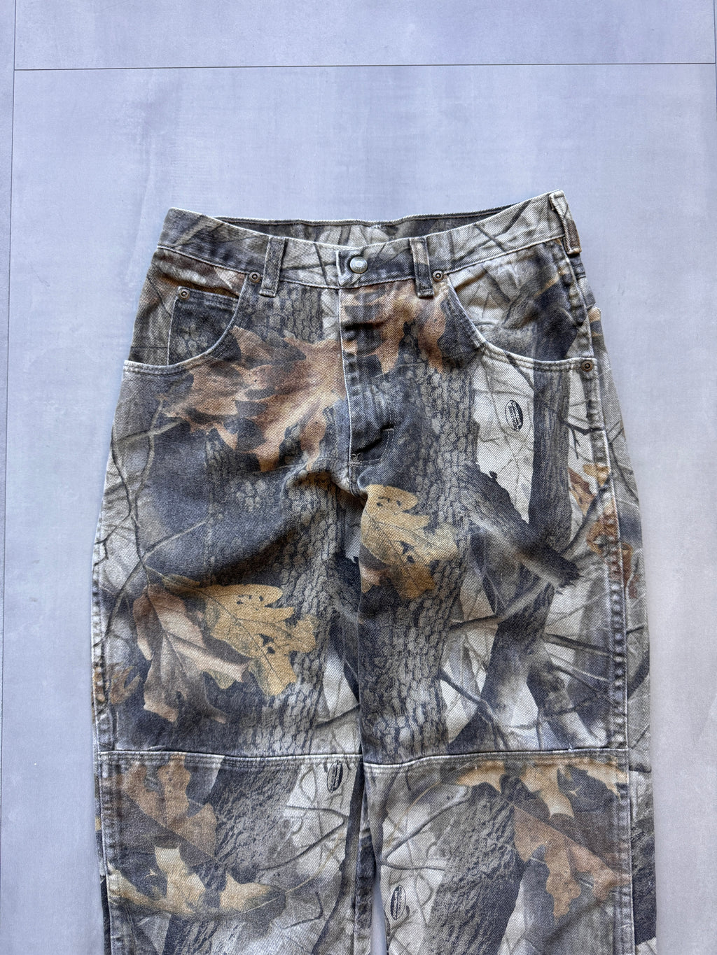 VINTAGE WRANGLER REALTREE FADED CAMO DOUBLE KNEES PANTS - L26