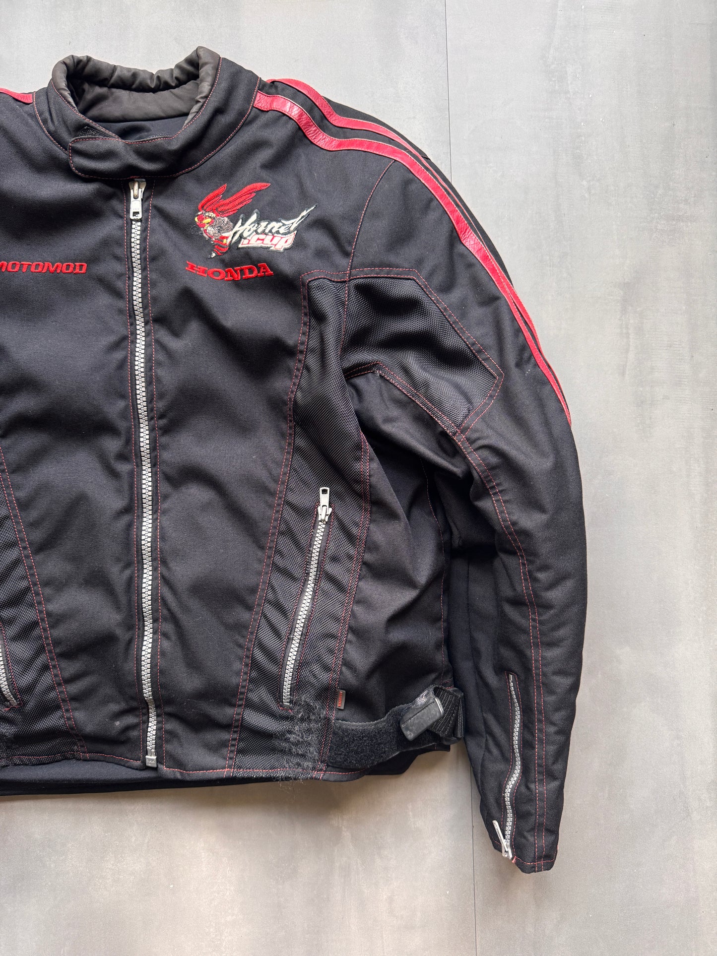 VINTAGE HONDA HORNET CUP BLACK MOTORCYCLE JACKET - L