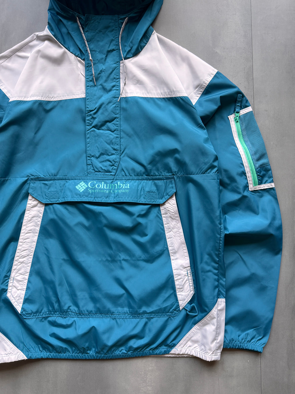 VINTAGE COLUMBIA SPORTSWEAR BLUE LIGHTWEIGHT ANORAK - S