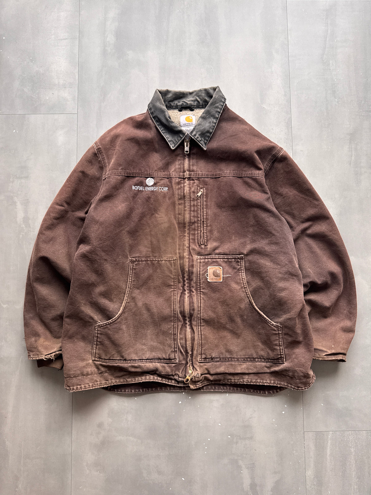 VINTAGE CARHARTT DARK BROWN SHERPA LINED ARCTIC JACKET - XL