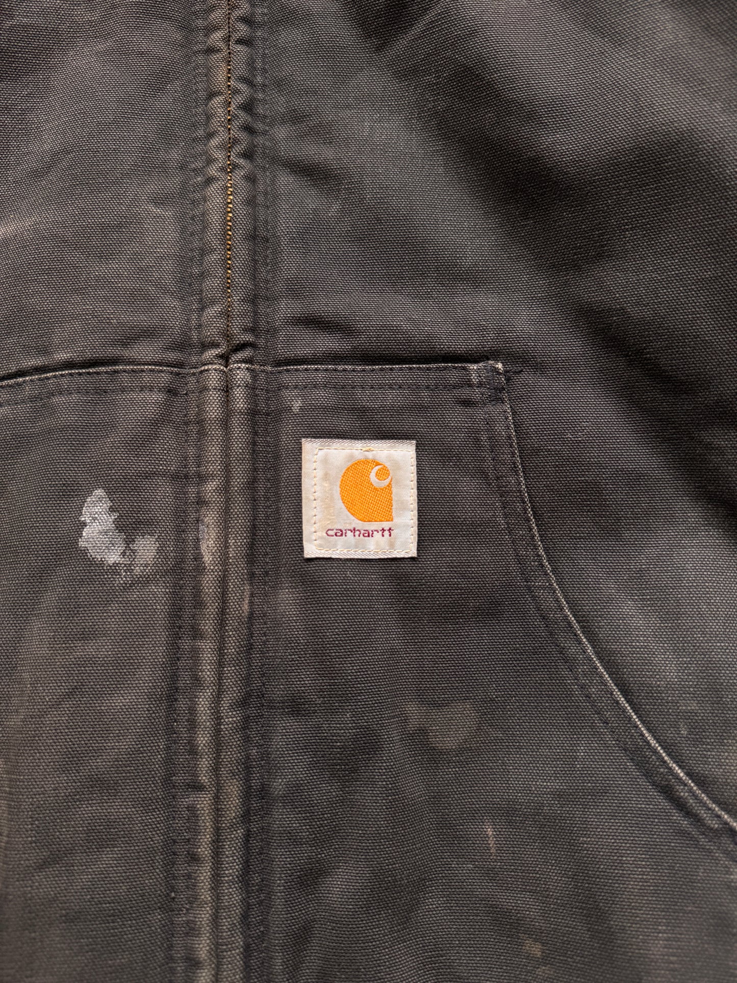 VINTAGE CARHARTT CARNWATH EXCAVATING FADED GREY ACTIVE JACKET - XL
