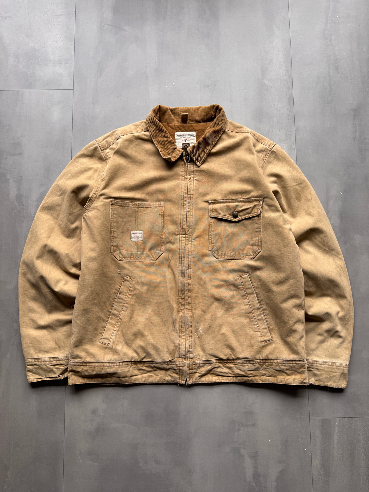 VINTAGE AMERICAN EAGLE TAN DETROIT JACKET - L