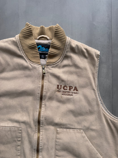 VINTAGE TRI-MOUNTAIN BEIGE WORK GILET - XL