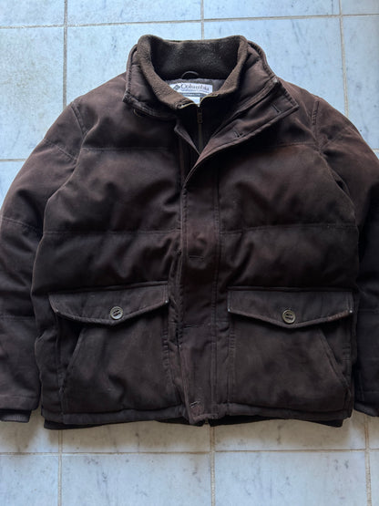 COLUMBIA SUEDE BROWN HEAVY WINTER JACKET - LARGE