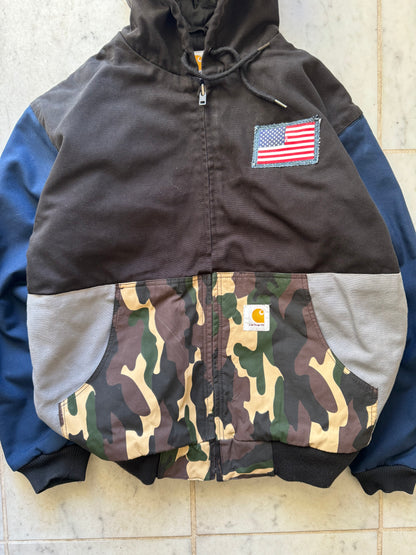 CARHARTT REWORKED CAMO PATTERN ACTIVE JACKET - LARGE