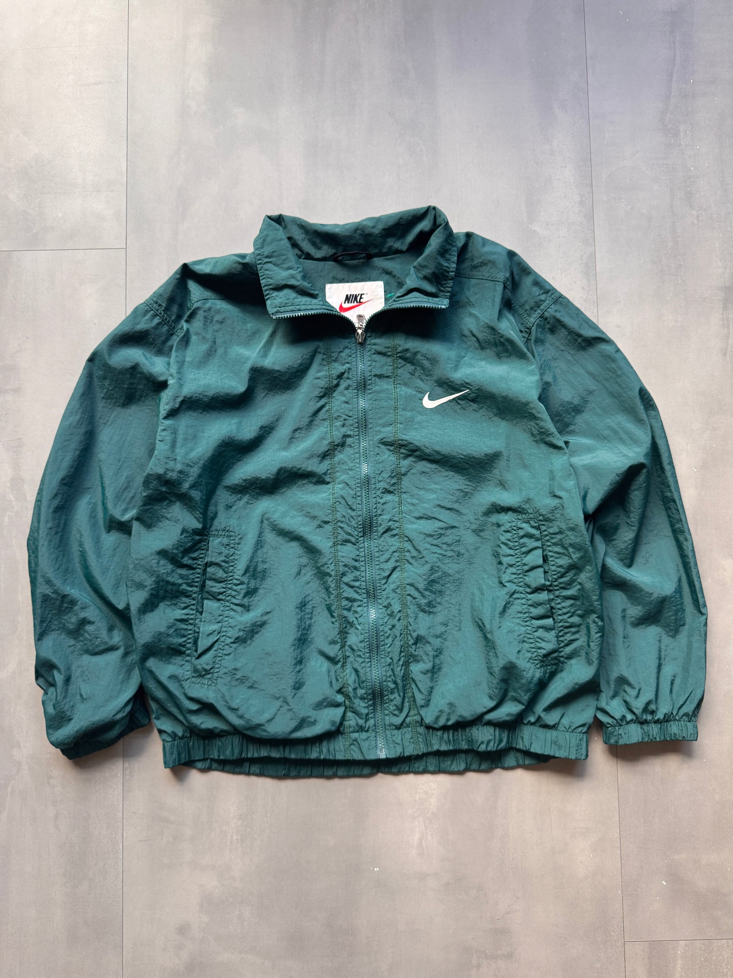 VINTAGE NIKE GREEN TRACK JACKET - L