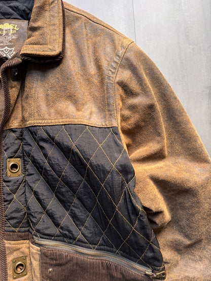 VINTAGE CAMEL ACTIVE BROWN AGED LEATHER JACKET - XL