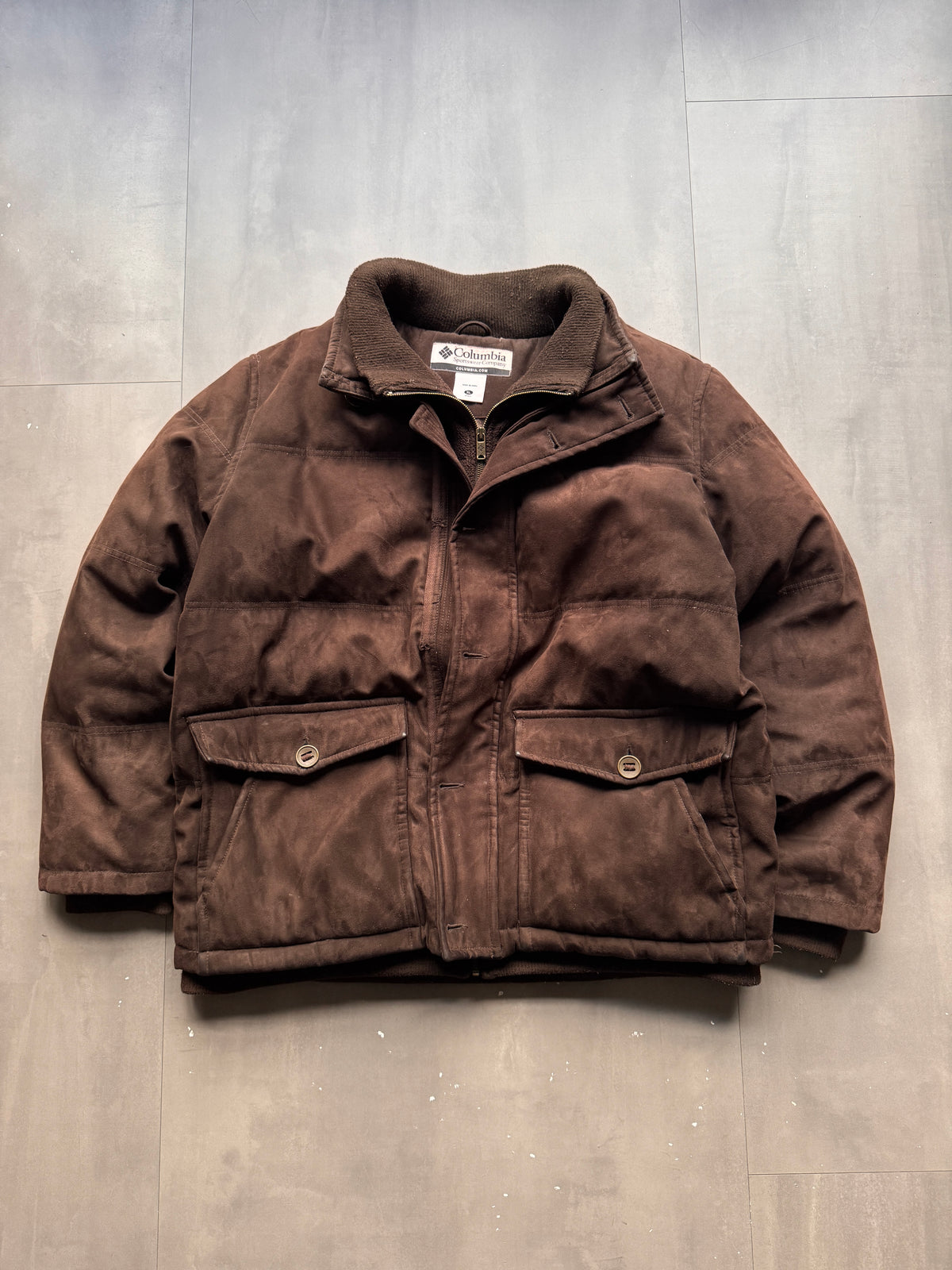 VINTAGE COLUMBIA SPORTSWEAR SUEDE PADDED JACKET - XL