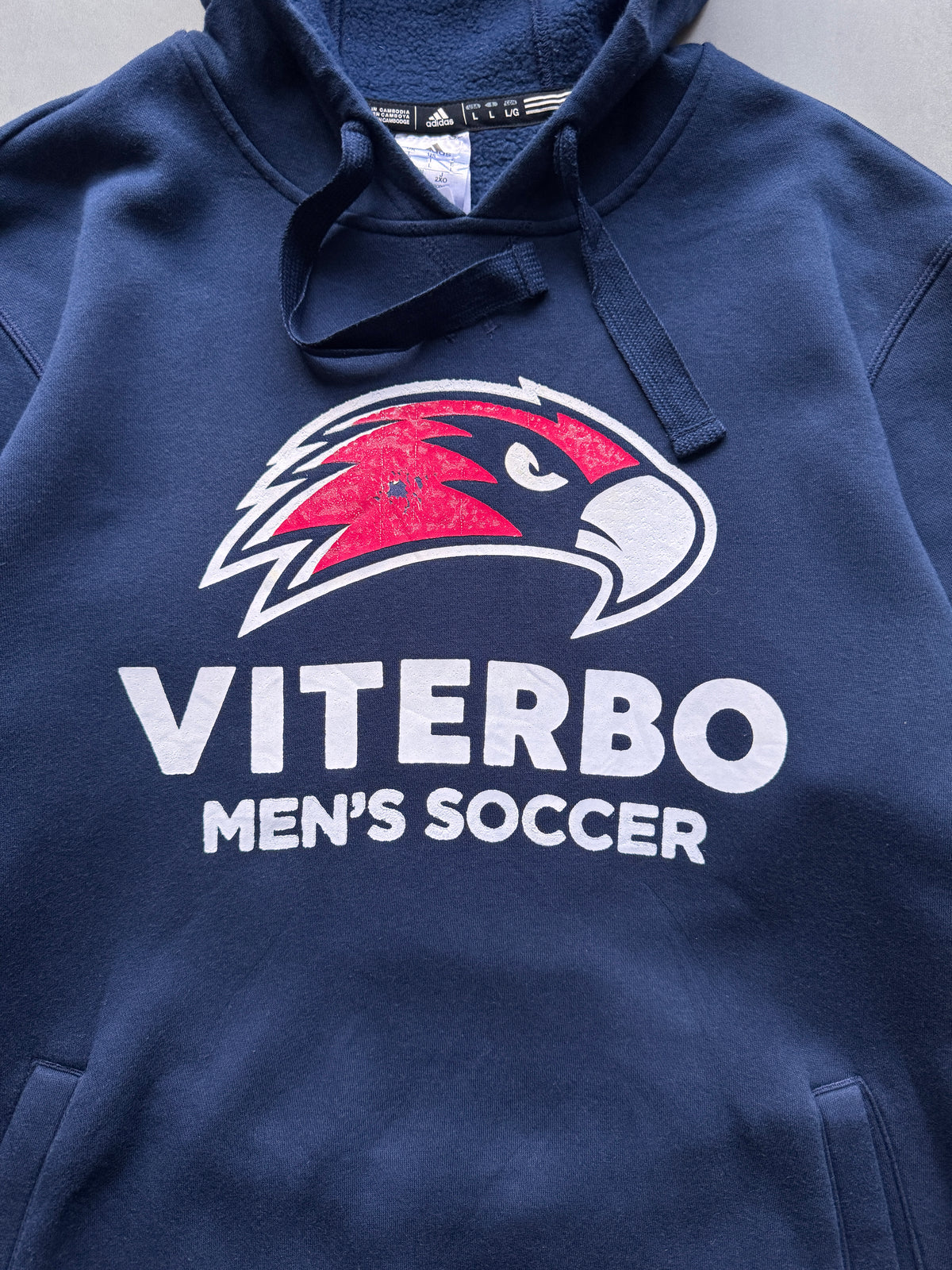 VINTAGE ADIDAS VITERBO SOCCER NAVY HOODIE - L