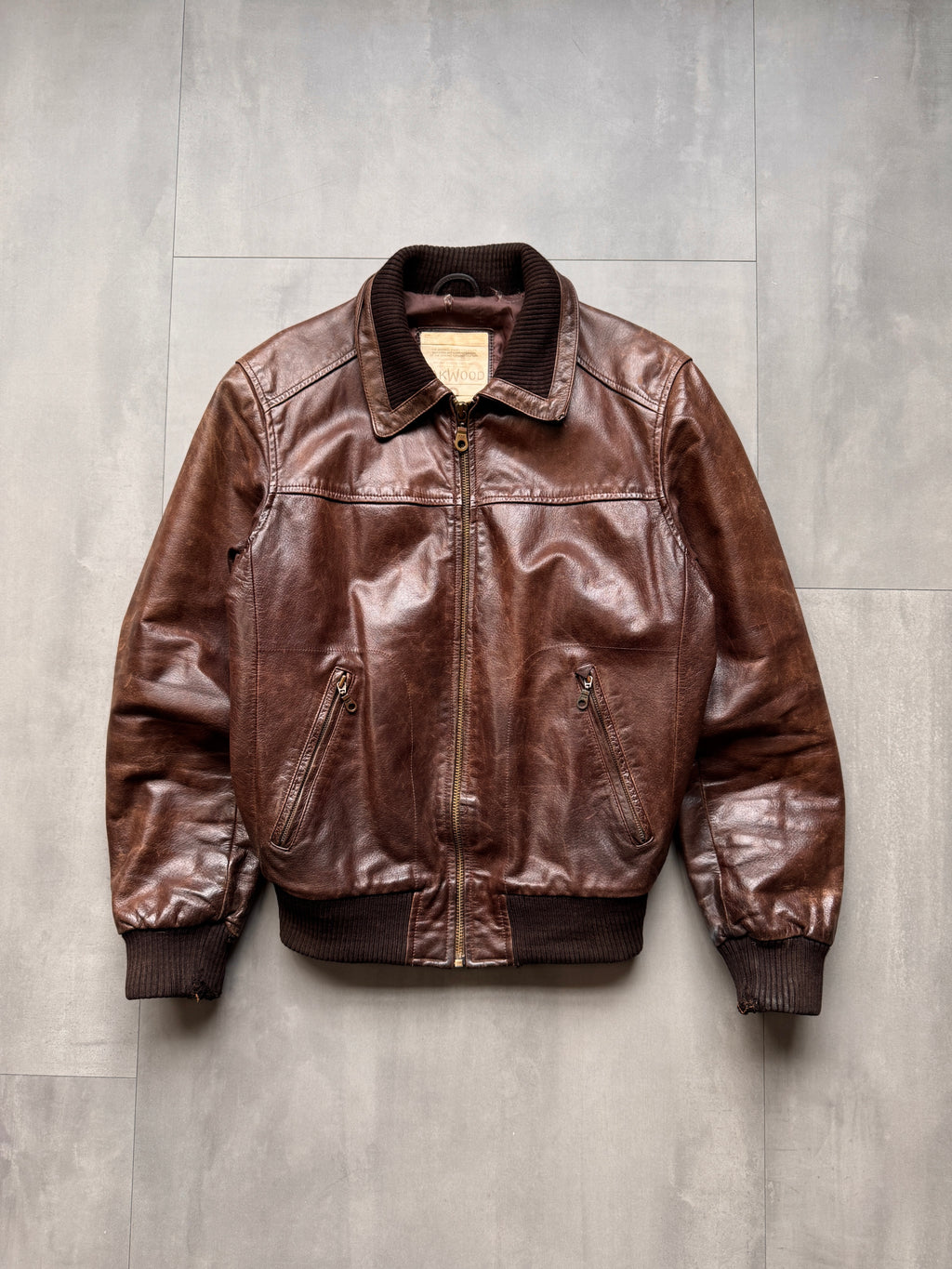 VINTAGE OAKWOOD BROWN LEATHER JACKET - M