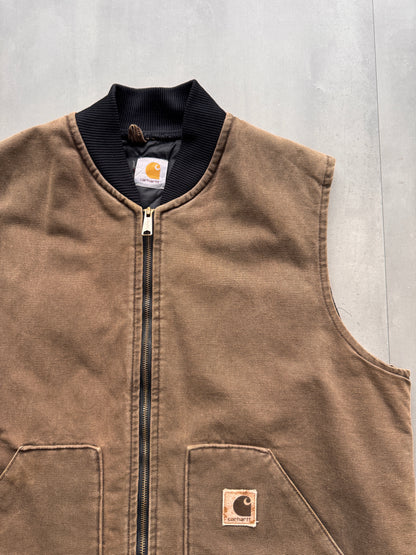 VINTAGE CARHARTT FADED DARK BROWN GILET - L