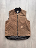 VINTAGE CARHARTT FADED DARK BROWN GILET - L