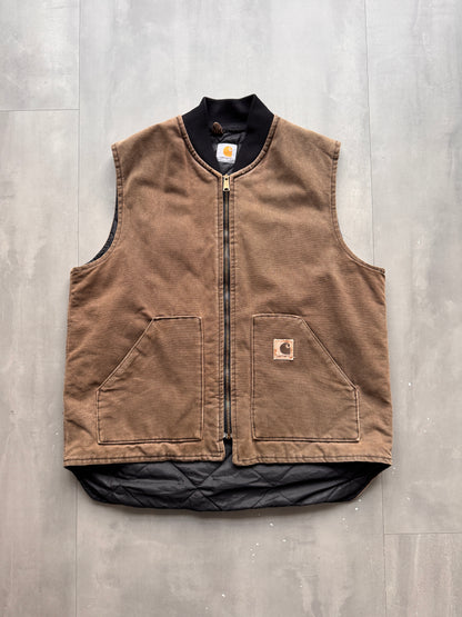 VINTAGE CARHARTT FADED DARK BROWN GILET - L