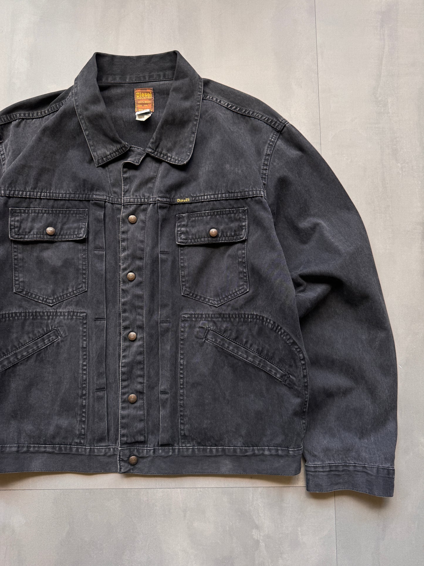 VINTAGE DIESEL BLACK DENIM JACKET - L