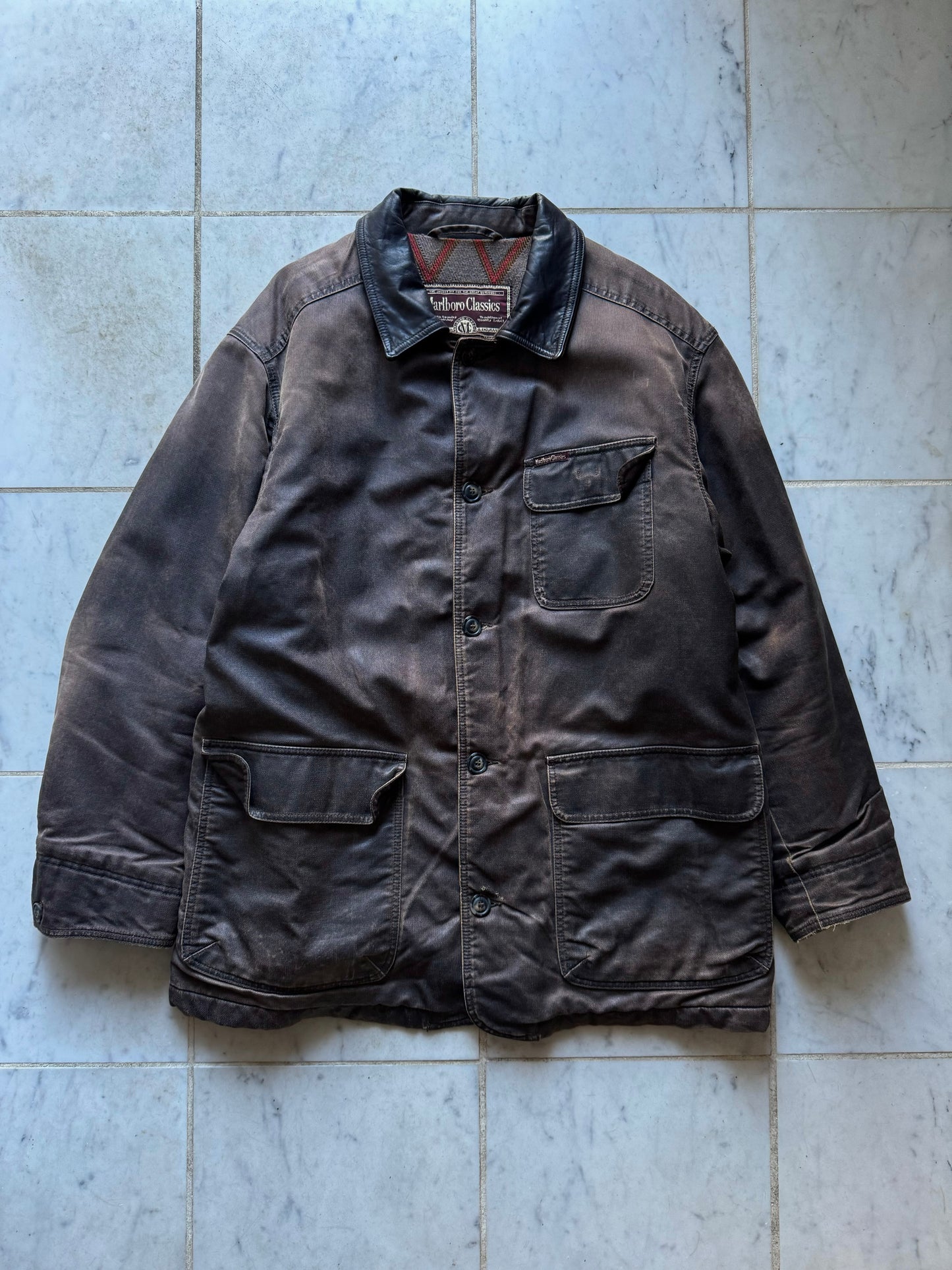 MARLBORO CLASSICS LONG DARK BROWN JACKET - XLARGE