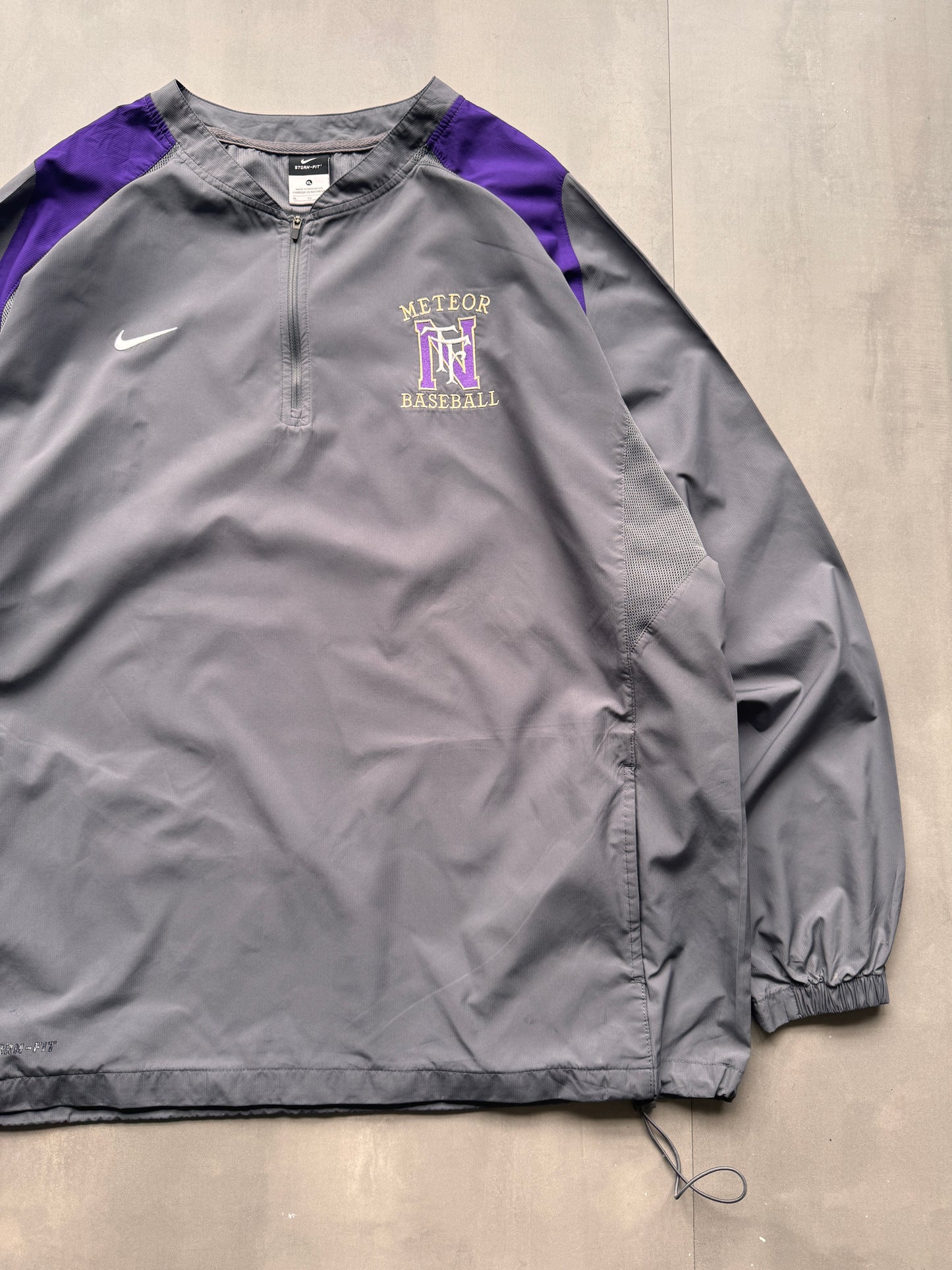 VINTAGE NIKE METEOR BASEBALL GREY PURPLE WINDBREAKER - XXL