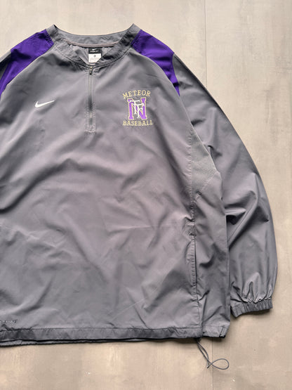 VINTAGE NIKE METEOR BASEBALL GREY PURPLE WINDBREAKER - XXL
