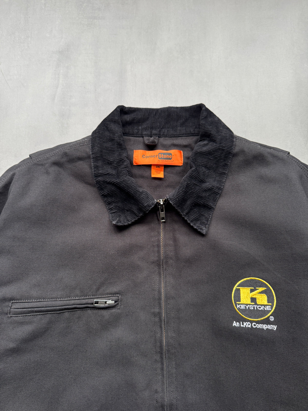 VINTAGE CORNERSTONE 'KEYSTONE' BLACK DETROIT JACKET - XXL