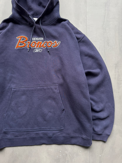 VINTAGE REEBOK NFL DENVER BRONCOS NAVY HOODIE - XL