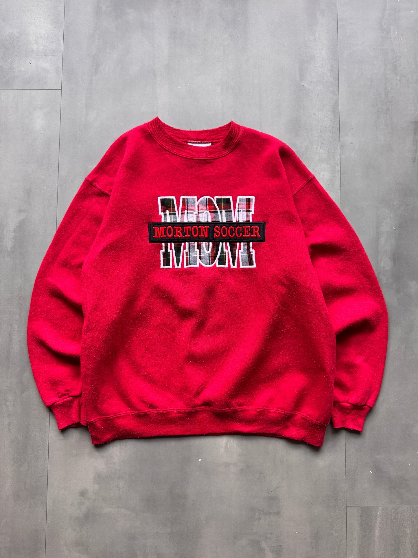 VINTAGE LEE HEAVYWEIGHT MORTON SOCCER RED SWEATER - M