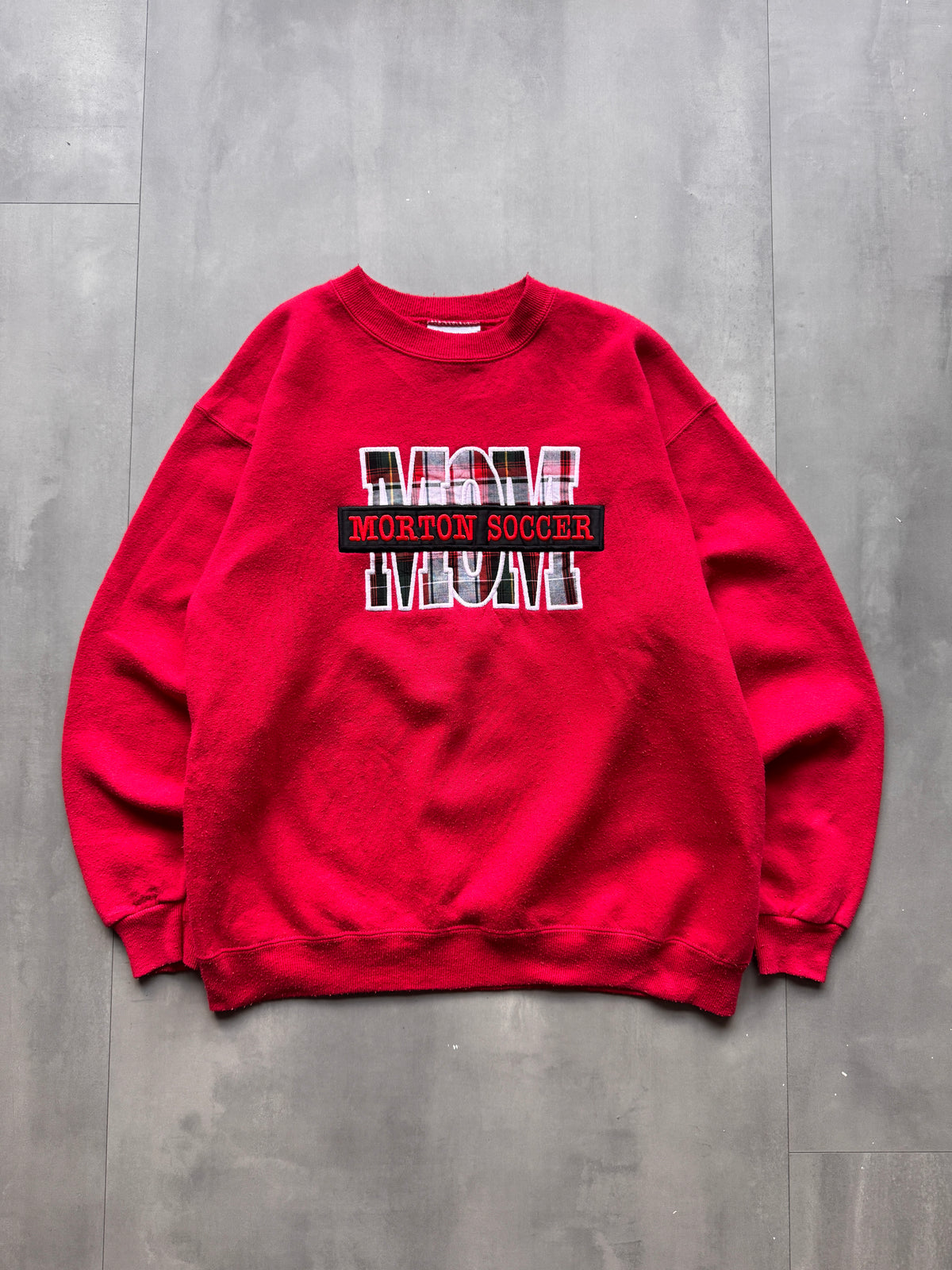 VINTAGE LEE HEAVYWEIGHT MORTON SOCCER RED SWEATER - M