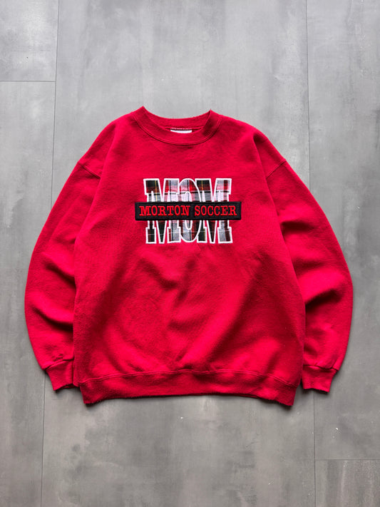 VINTAGE LEE HEAVYWEIGHT MORTON SOCCER RED SWEATER - M