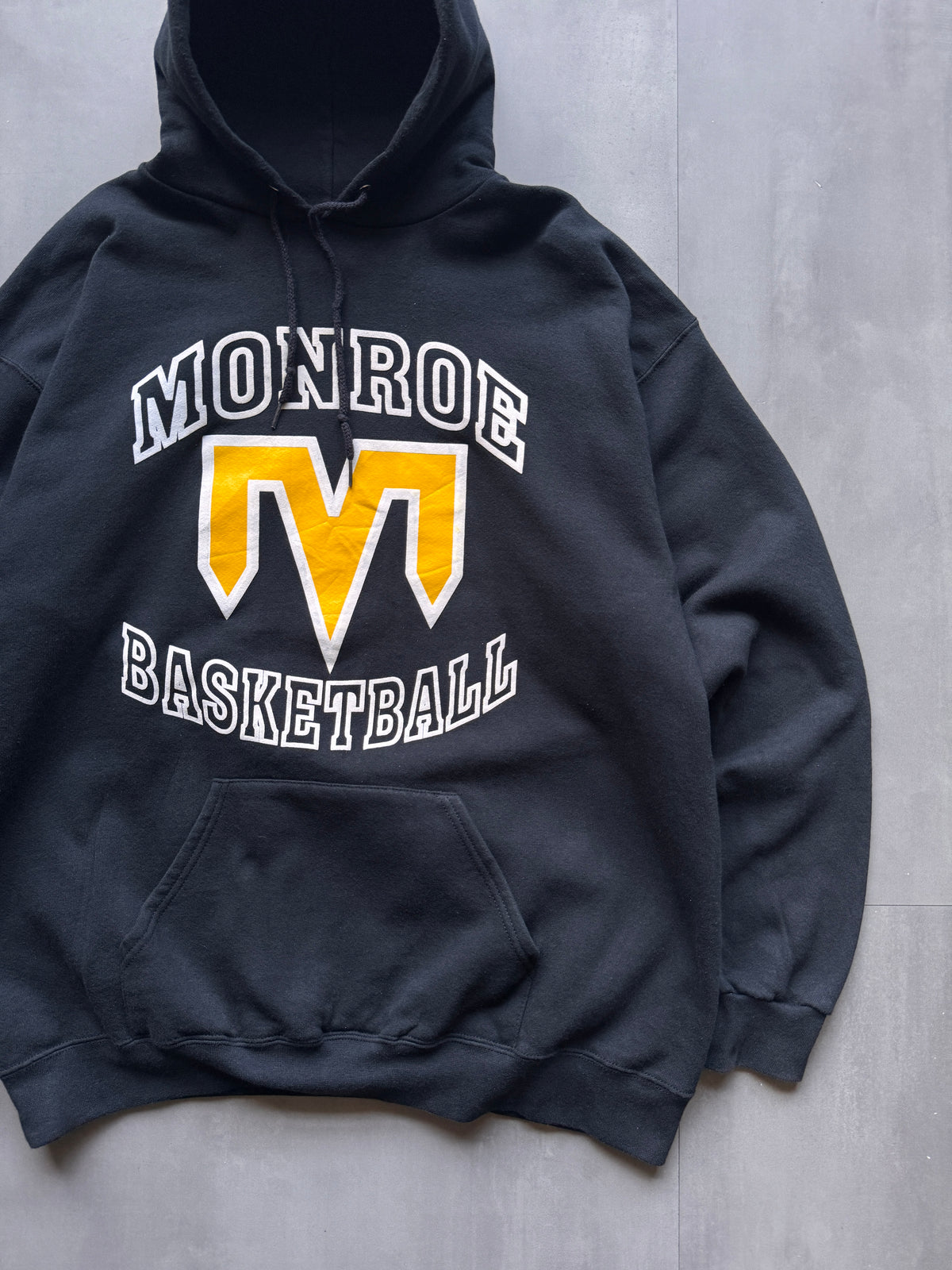 VINTAGE LEE MONROE BASKETBALL BLACK HEAVYWEIGHT HOODIE - LARGE