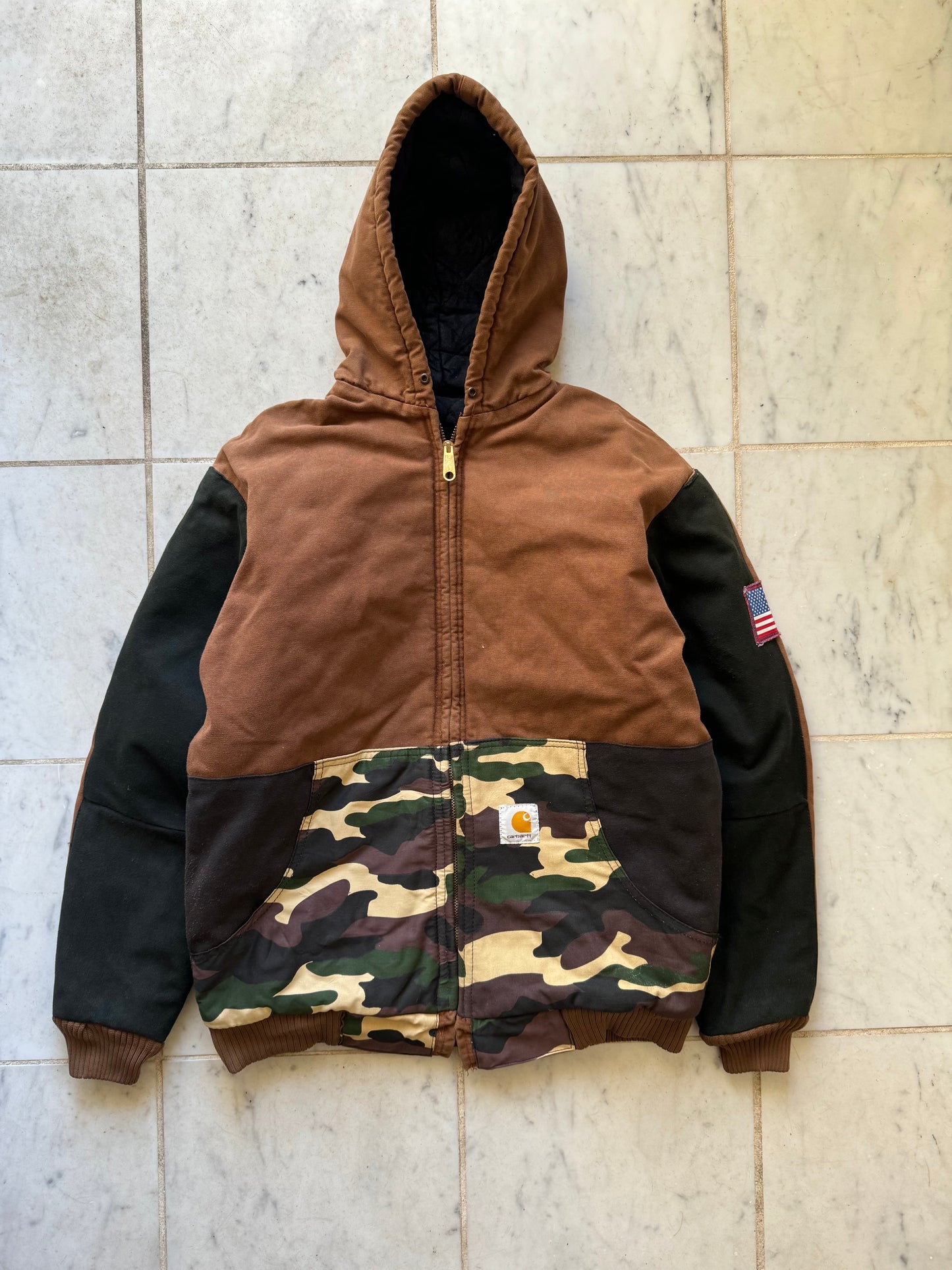 CARHARTT REWORKED CAMO PATTERN ACTIVE JACKET - XLARGE