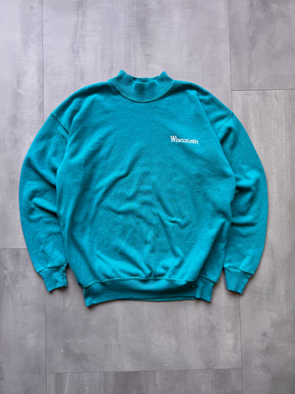 VINTAGE LEE WISCONSIN TEAL SWEATER - LARGE