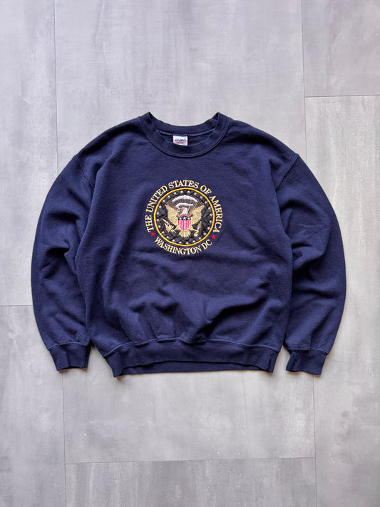 VINTAGE THE UNITED STATES OF AMERICA WASHINGTON DC NAVY SWEATER - SMALL