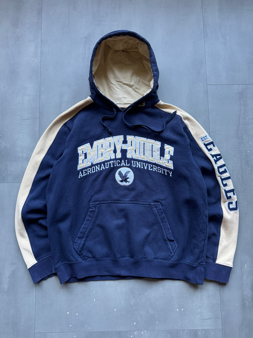 VINTAGE EMBRY-RIDDLE EAGLES NAVY HOODIE - M