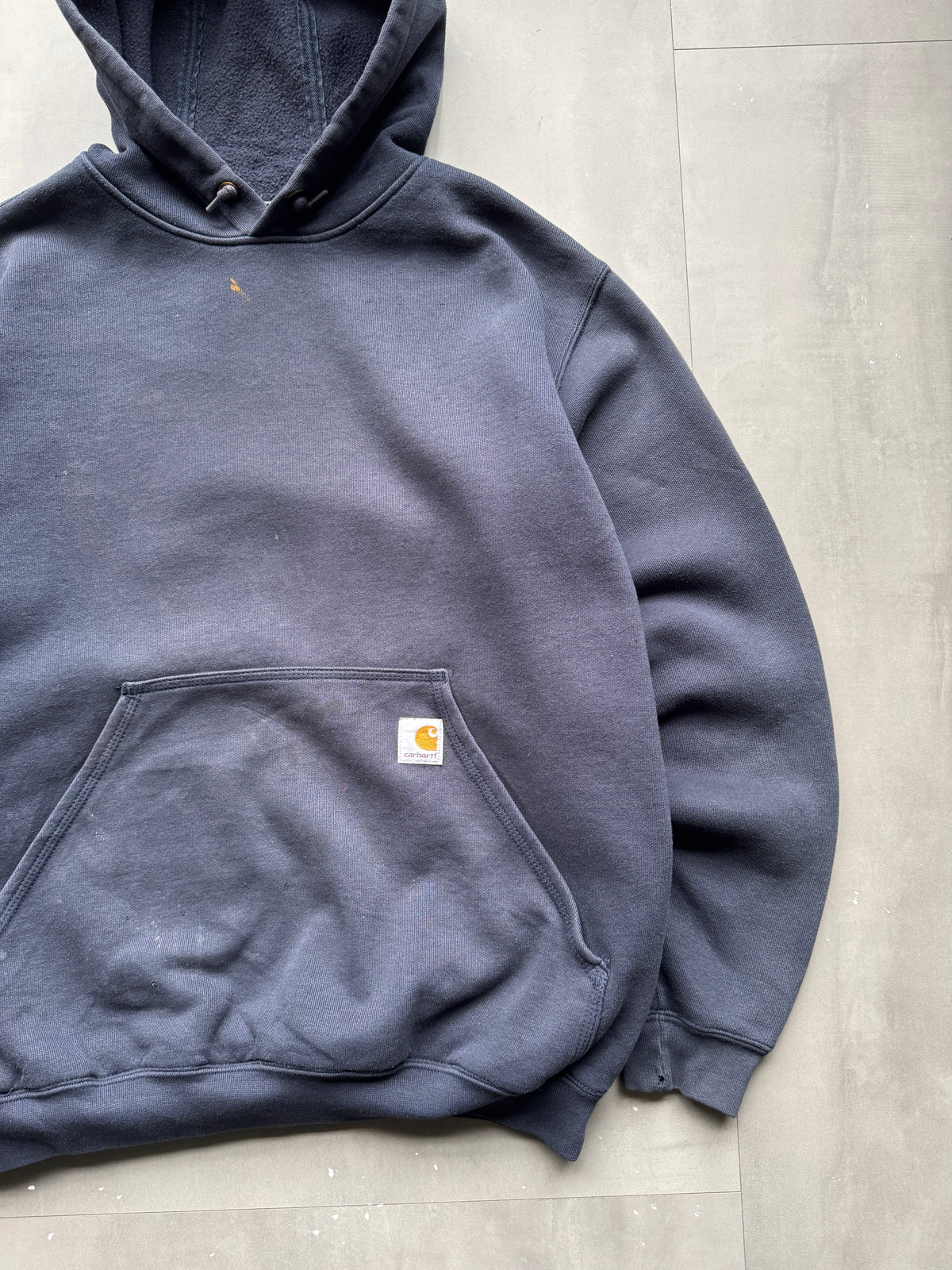 VINTAGE CARHARTT FADED NAVY HOODIE - L