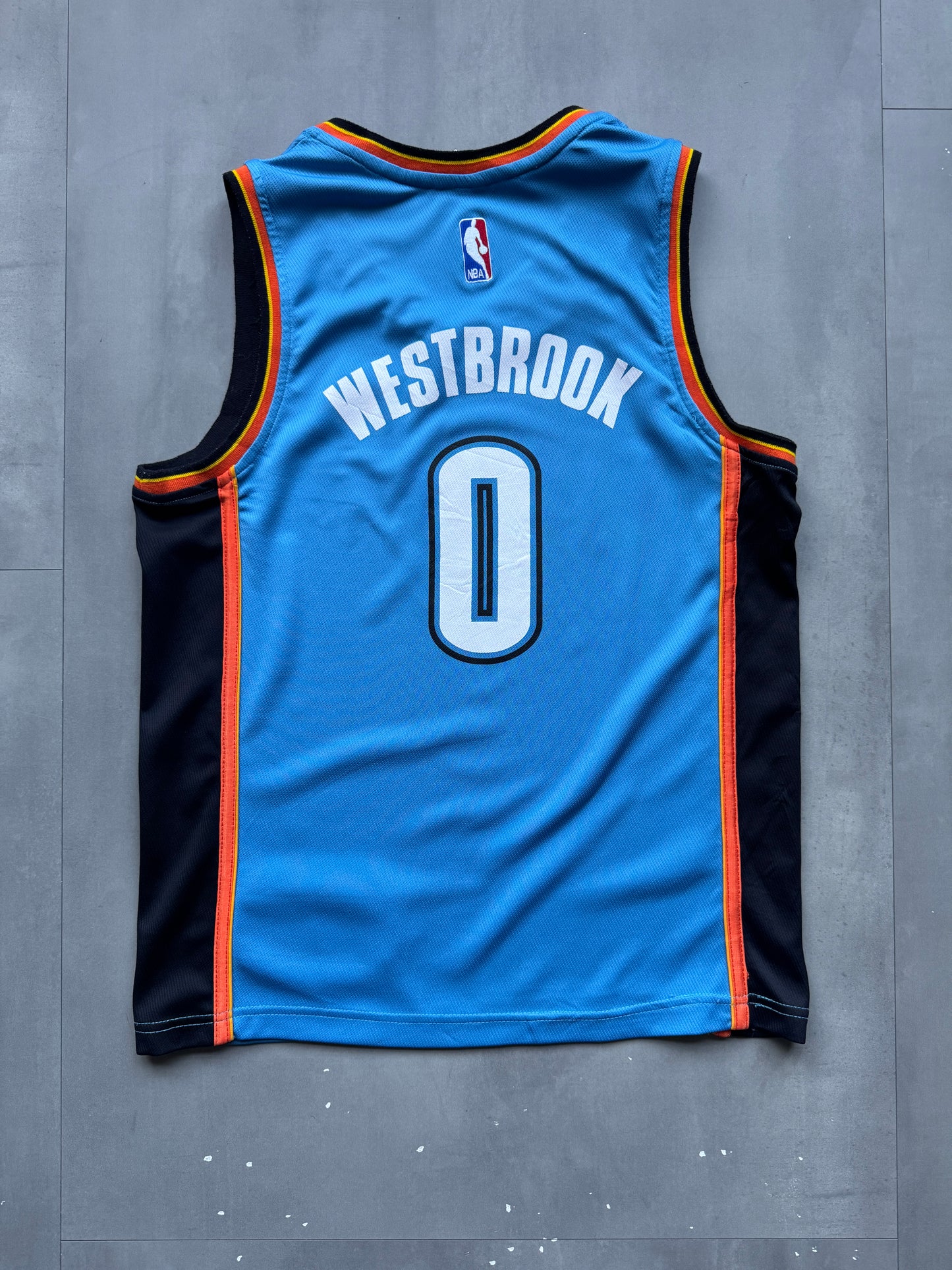 VINTAGE BOOTLEG NIKE NBA OKLAHOMA CITY THUNDER BLUE WESTBROOK JERSEY - XS