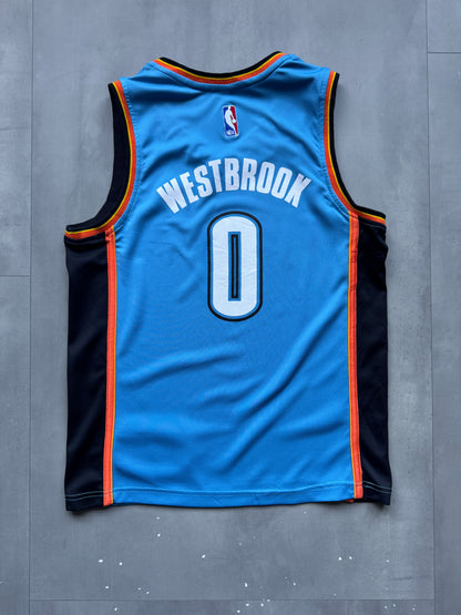 VINTAGE BOOTLEG NIKE NBA OKLAHOMA CITY THUNDER BLUE WESTBROOK JERSEY - XS